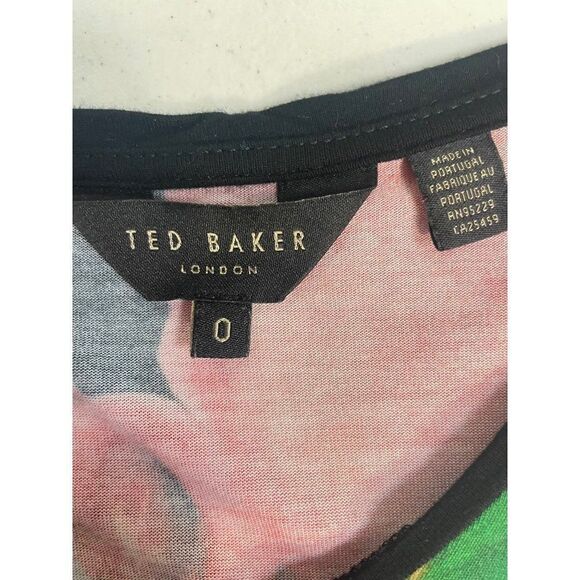 Ted Baker Reneah Forget Me Not V neck Tee Black 0 US 2 XS - Picture 6 of 6